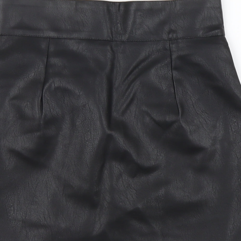 Preworn Womens Black Polyester Mini Skirt Size M Button