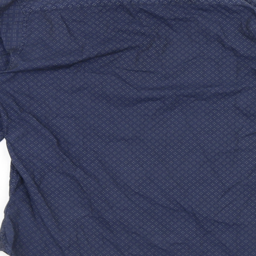 NEXT Mens Blue Geometric Cotton Button-Up Size S Collared Button