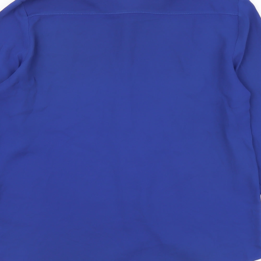 Atmosphere Womens Blue Polyester Basic Button-Up Size 14 Collared