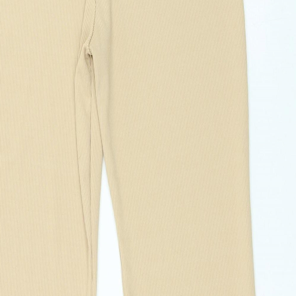 T.F.L Womens Beige Polyester Trousers Size 14 L33 in Regular