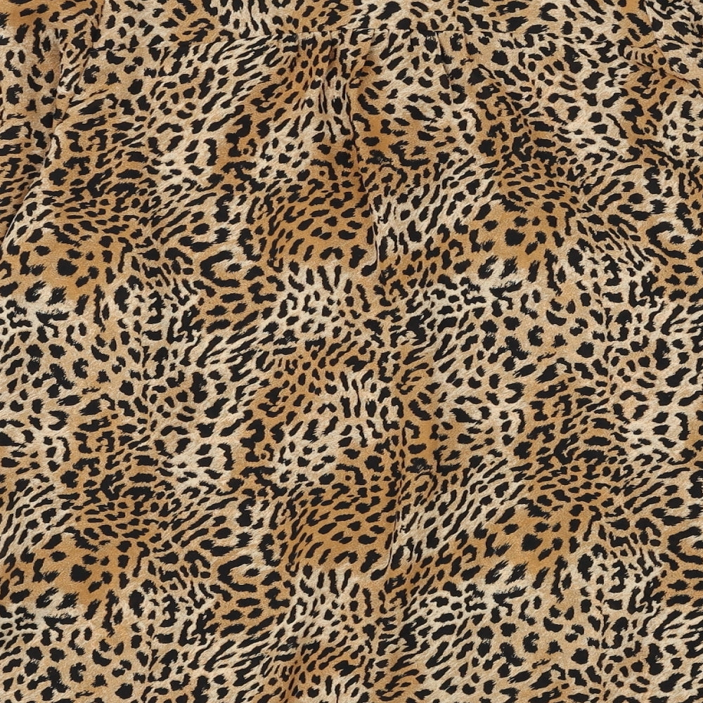 Dorothy Perkins Womens Brown Animal Print Polyester Basic Blouse Size 12 Collared - Leopard Print