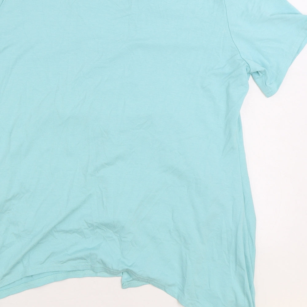 BASSINI Womens Blue Viscose Basic Blouse Size XL Round Neck