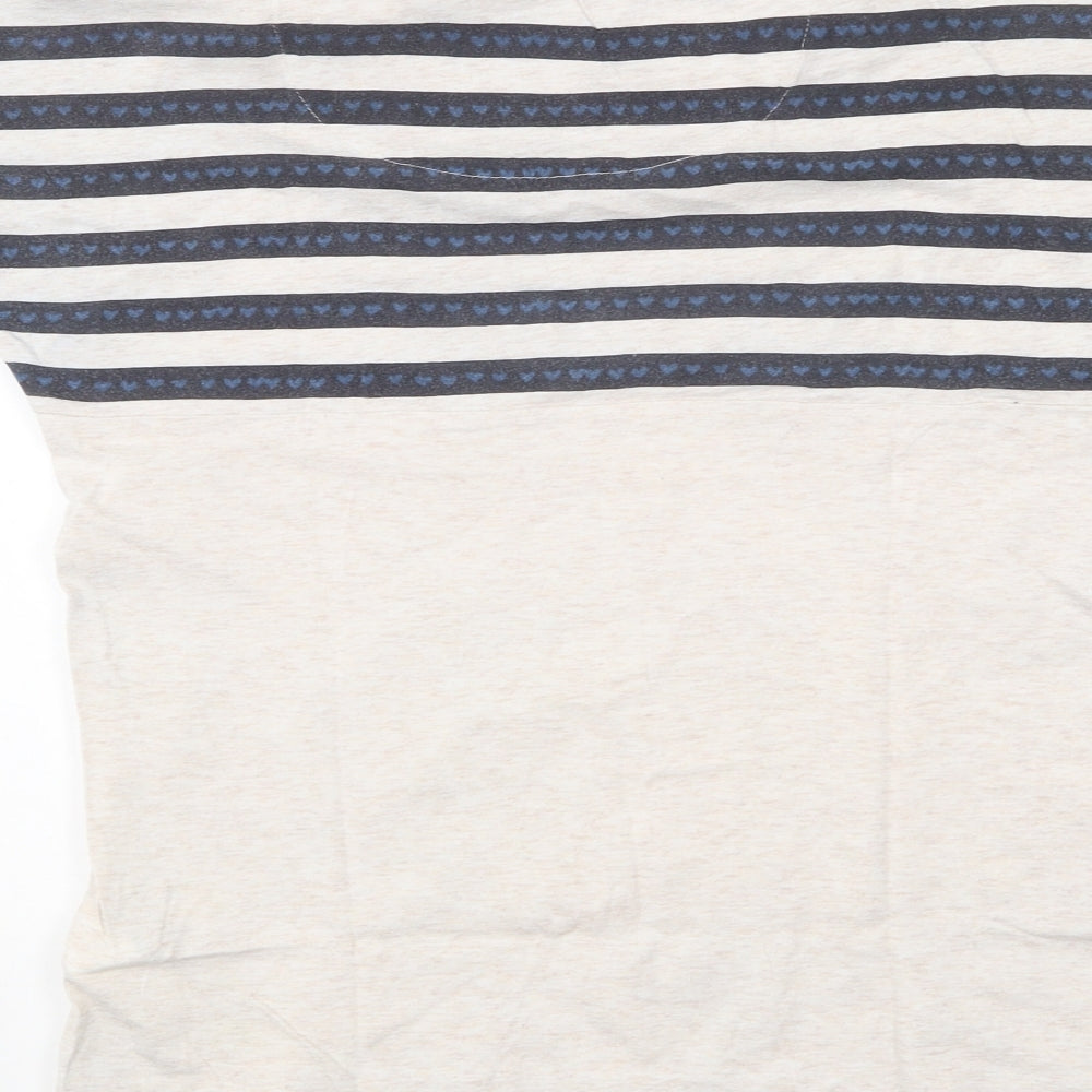 Marks and Spencer Womens Ivory Striped Cotton Basic T-Shirt Size 2XS Round Neck