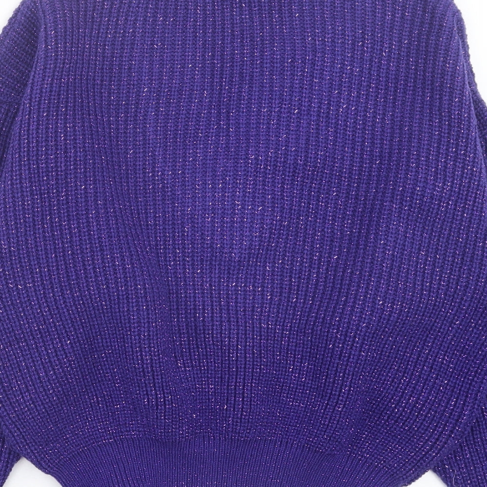 TESCO Womens Purple V-Neck Acrylic Pullover Jumper Size 18
