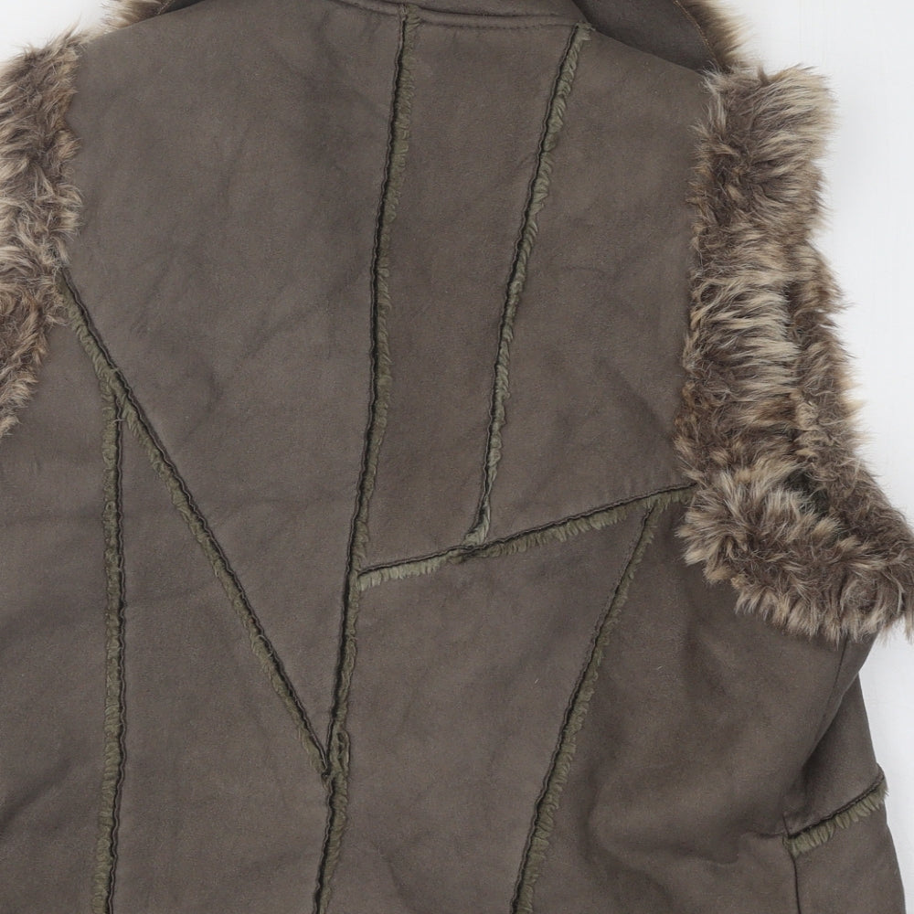 Dorothy Perkins Womens Brown Gilet Coat Size 18 Snap