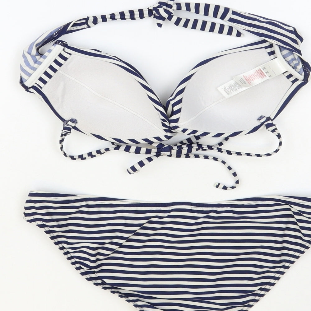 Atmosphere Womens Blue Striped Nylon Bikini Size 10