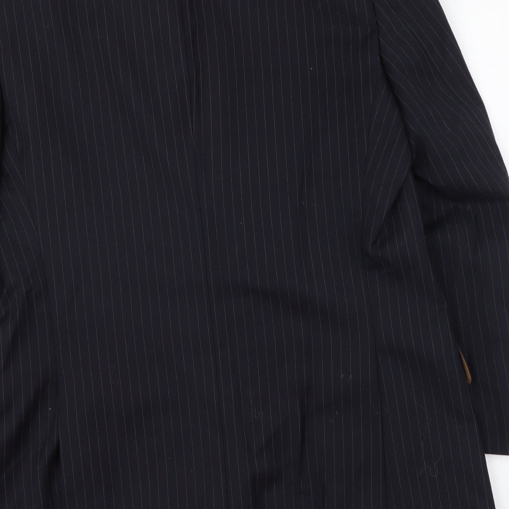 Brook Taverner Mens Blue Striped Polyester Jacket Suit Jacket Size M