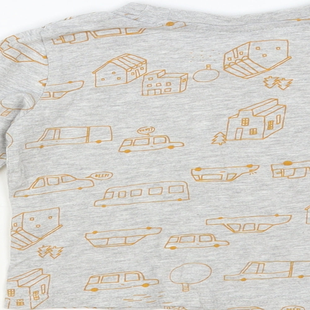 Primark Baby Grey Geometric Cotton Pullover T-Shirt Size 12-18 Months Crew Neck Pullover - Car Print