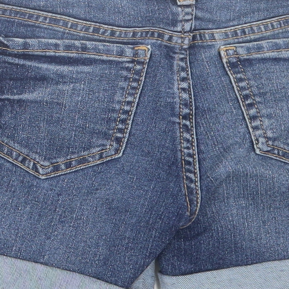 Gap Girls Blue Cotton Boyfriend Shorts Size 8-9 Years Regular Buckle