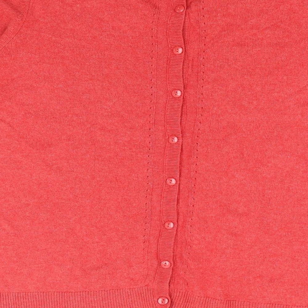 Marks and Spencer Womens Red Round Neck Viscose Pullover Jumper Size 16 - Back Button Detail