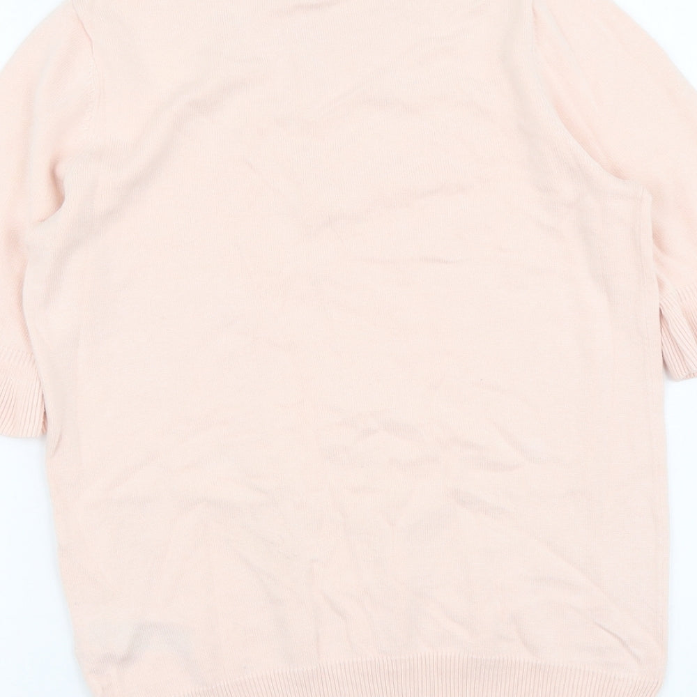 Dorothy Perkins Womens Pink Round Neck Cotton Pullover Jumper Size 10 - Lace Detail