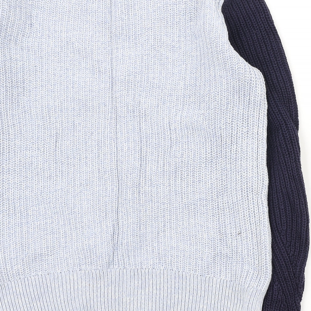 Marks and Spencer Womens Blue Round Neck Cotton Pullover Jumper Size S