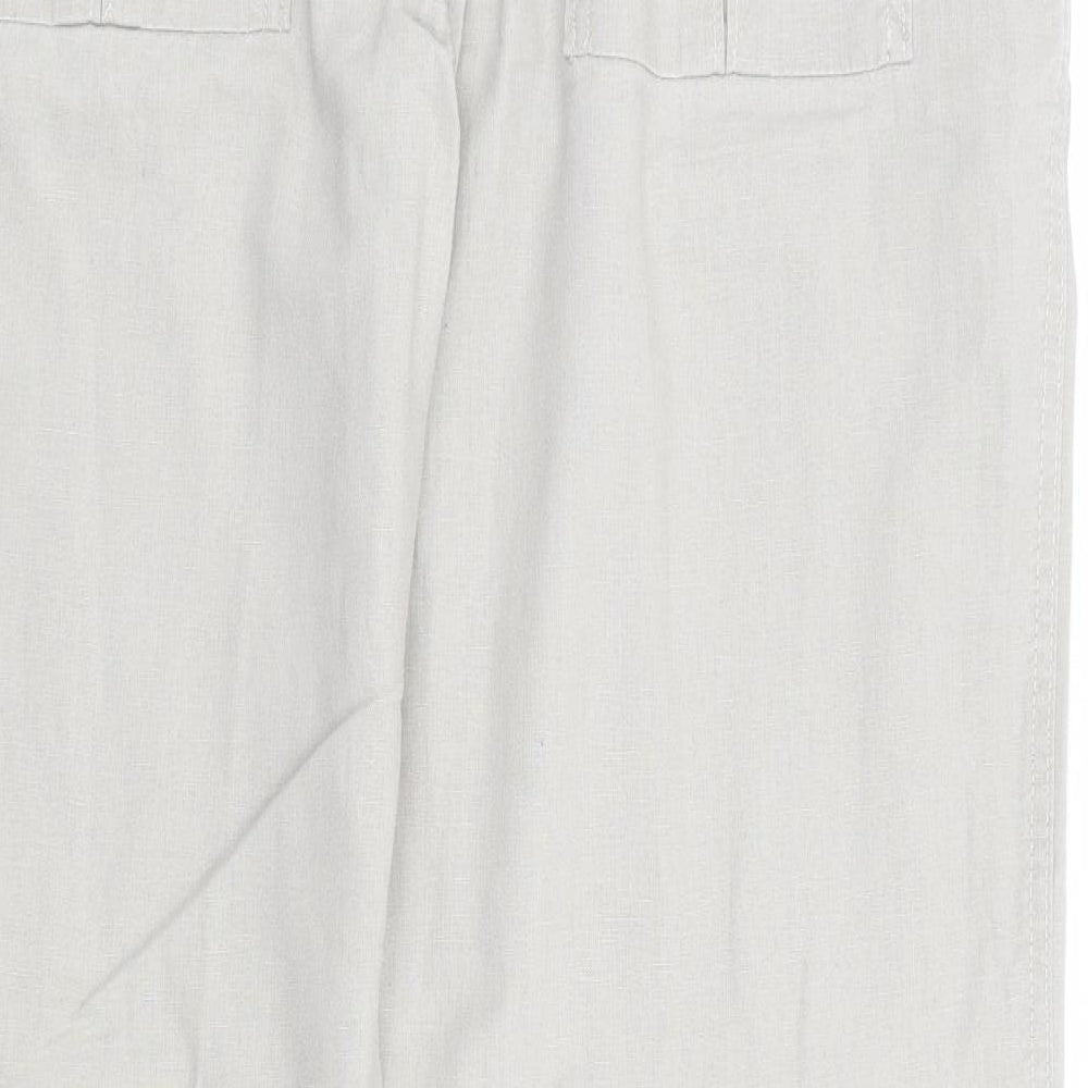 Matalan Mens Beige Linen Chino Trousers Size 38 in L30 in Regular Zip