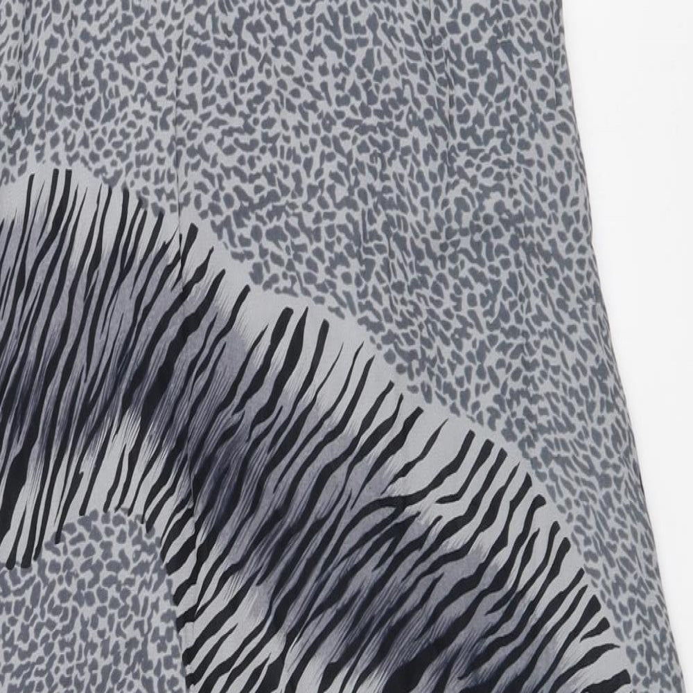 I&D Colors Womens Grey Animal Print Polyester Maxi Size 14 Round Neck Pullover