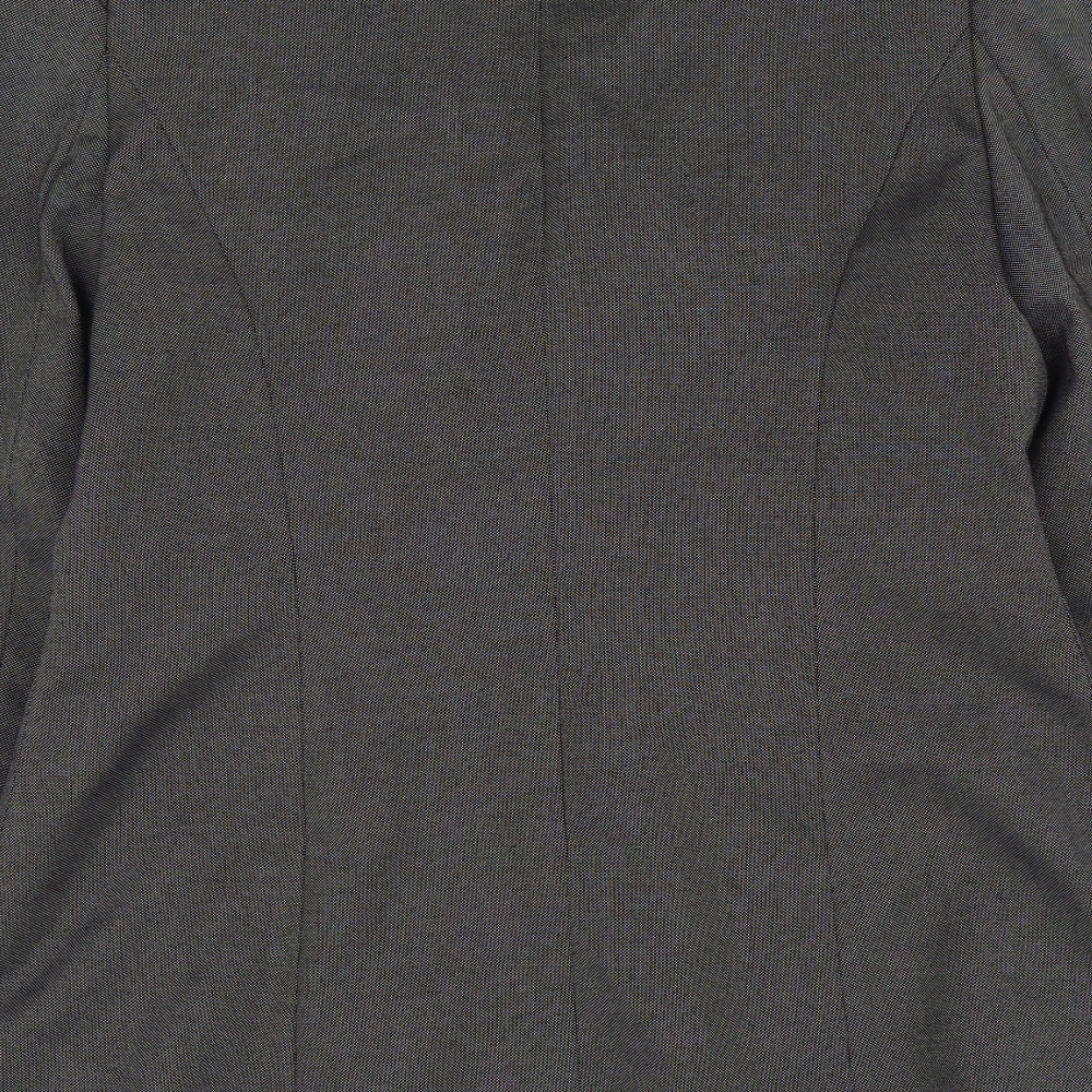 Preworn Womens Grey Polyester Jacket Suit Jacket Size 12
