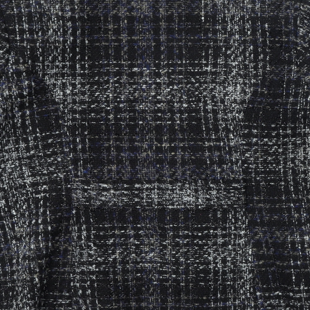 BM Collection Womens Black Plaid Jacket Size 16 Button