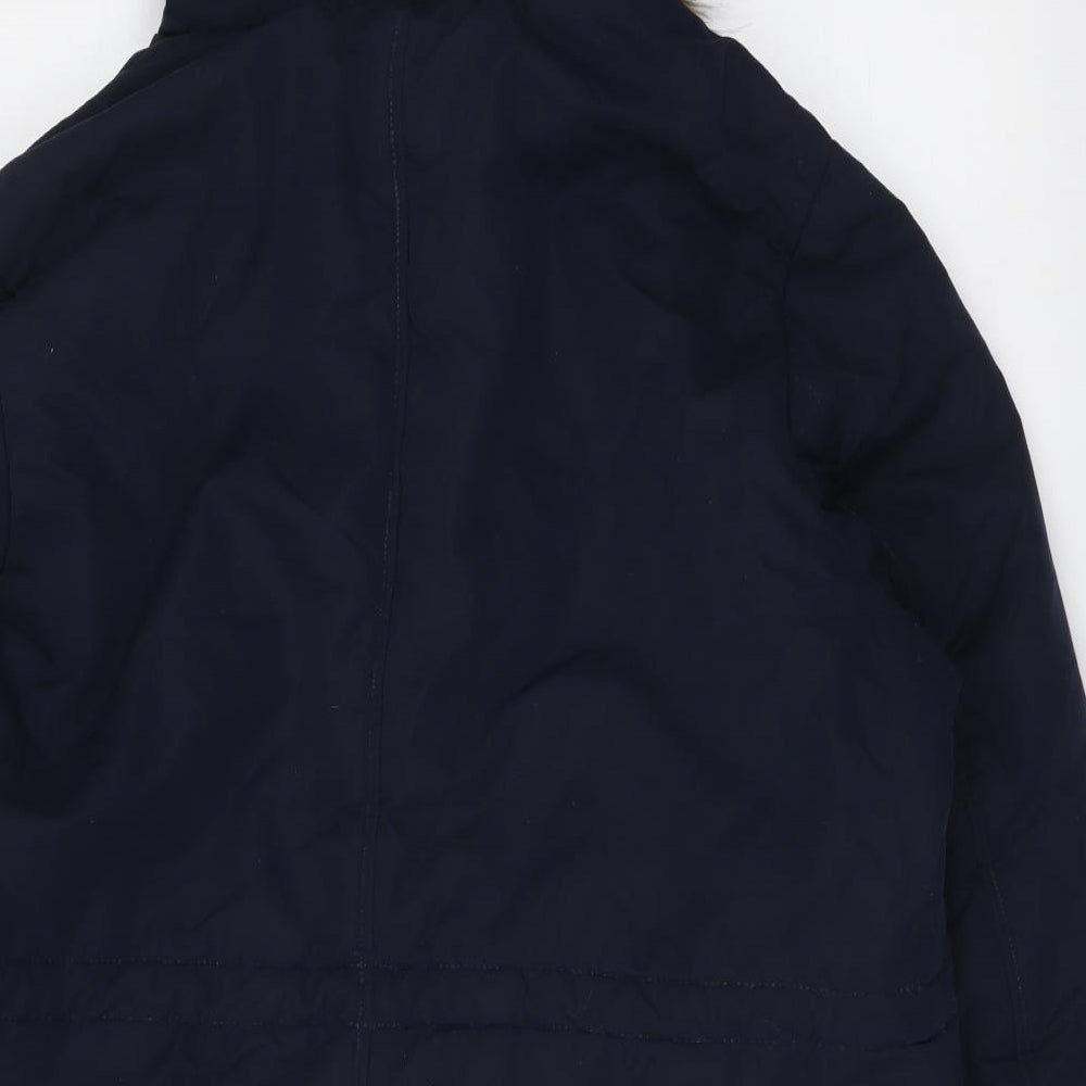 B.You Womens Blue Parka Coat Size 18 Zip