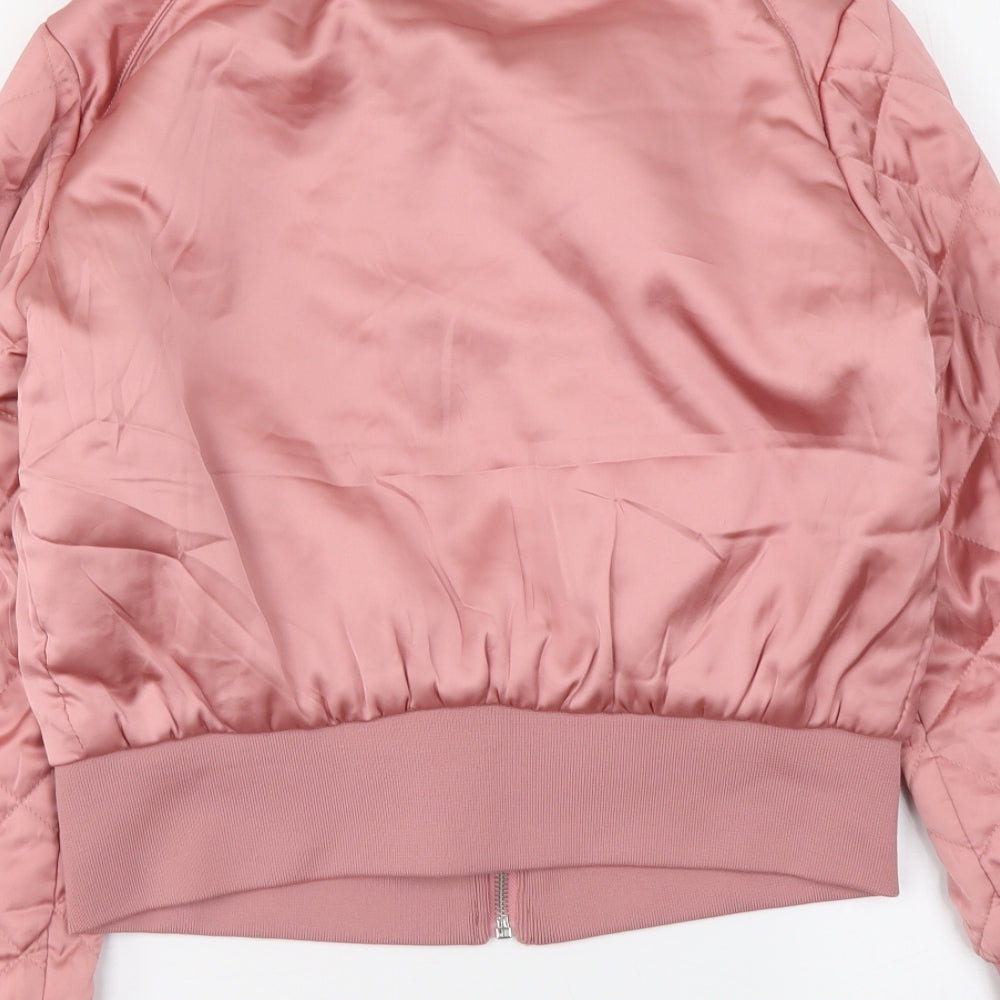 H&M Womens Pink Bomber Jacket Jacket Size 8 Zip