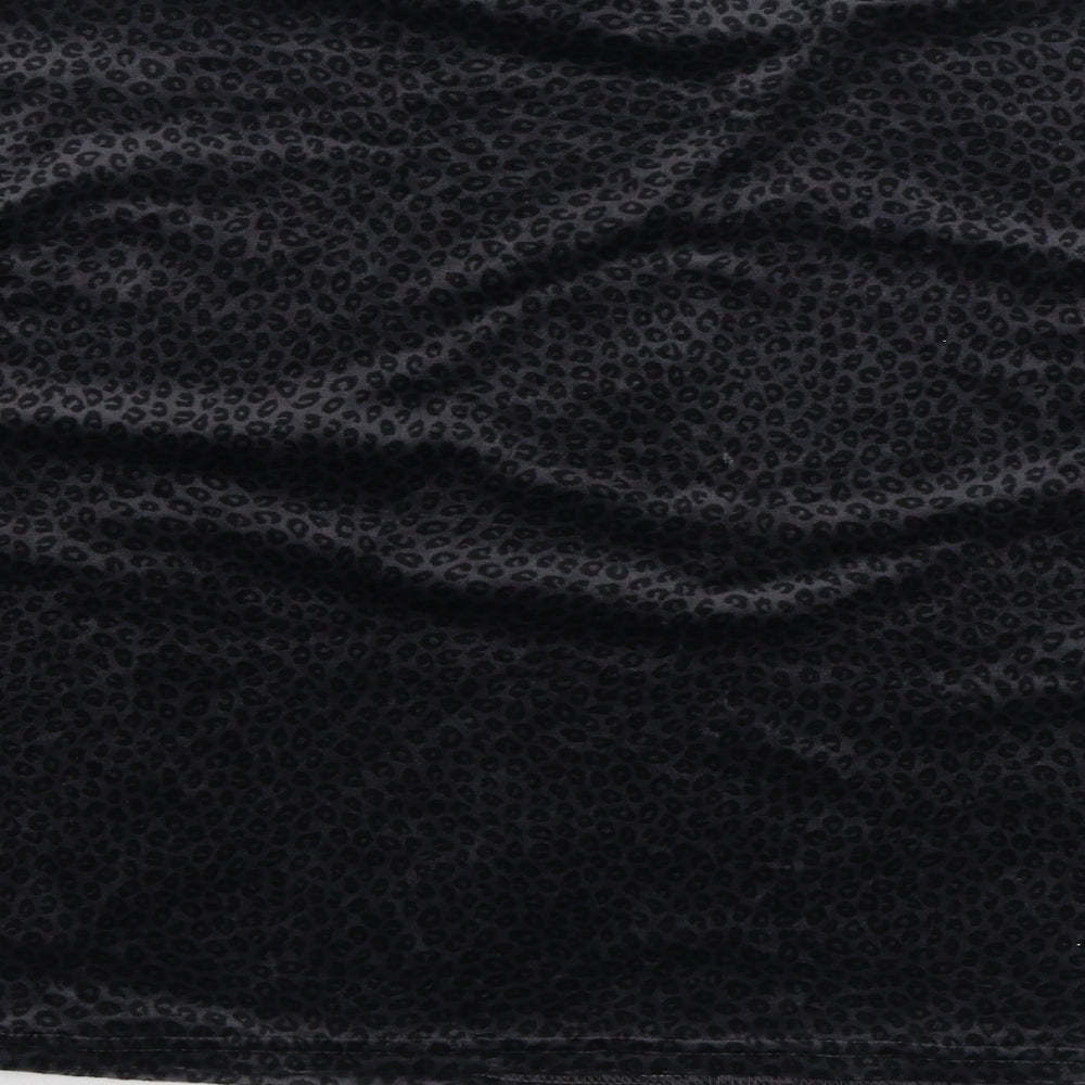 Primark Womens Black Animal Print Polyester Top Pyjama Top Size M - Leopard Print