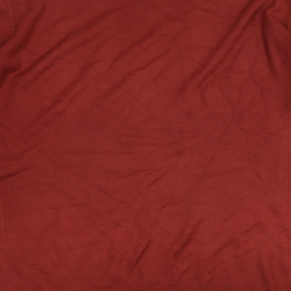 Red Herring Mens Red Acrylic T-Shirt Size L Round Neck