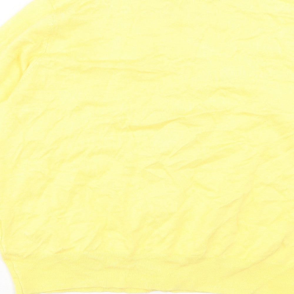 Marks and Spencer Womens Yellow Crew Neck Viscose Cardigan Jumper Size 16