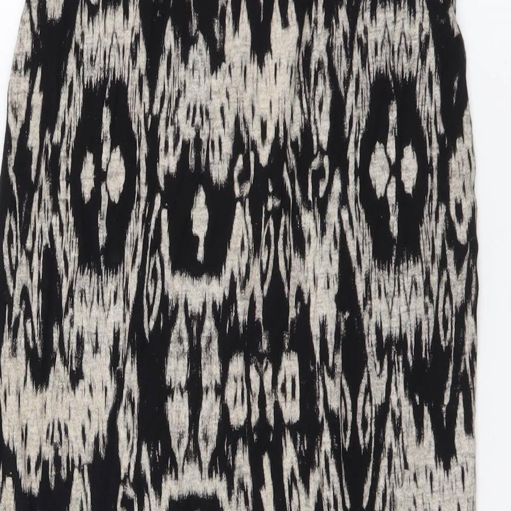 Quiz Womens Beige Geometric Viscose Straight & Pencil Skirt Size 8 Drawstring