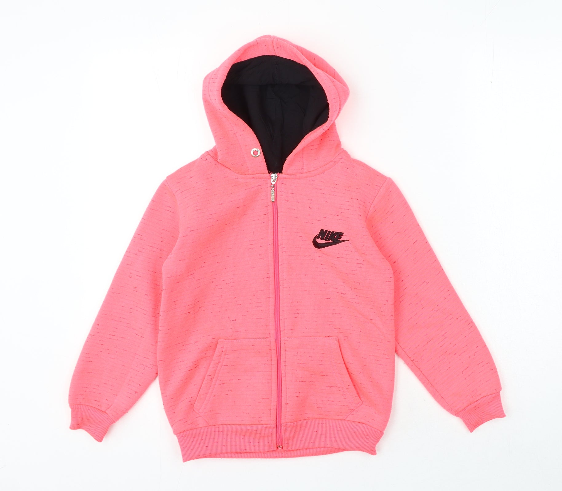 Nike Girls Pink Round Neck 100% Cotton Full Zip Jumper Size 7-8