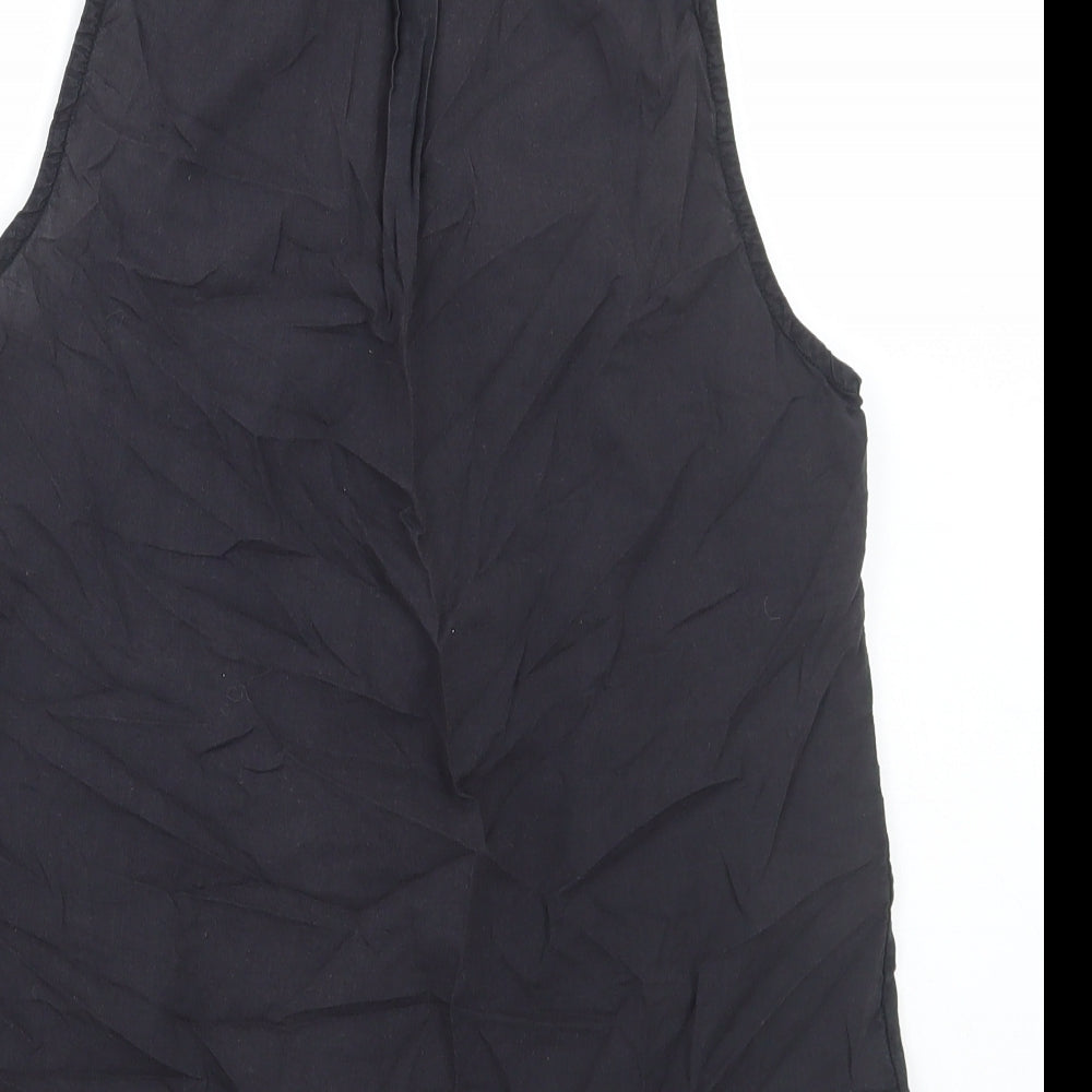 Divided by H&M Womens Black Cotton Basic Tank Size 8 Collared