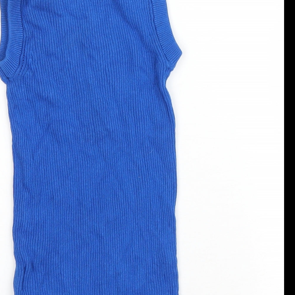 Marks and Spencer Womens Blue Round Neck Viscose Vest Jumper Size 6