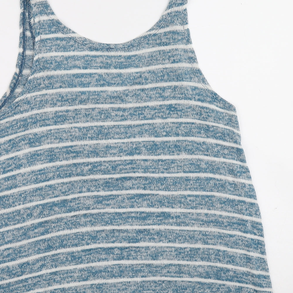 NEXT Womens Blue Striped Viscose Basic Tank Size 10 Scoop Neck