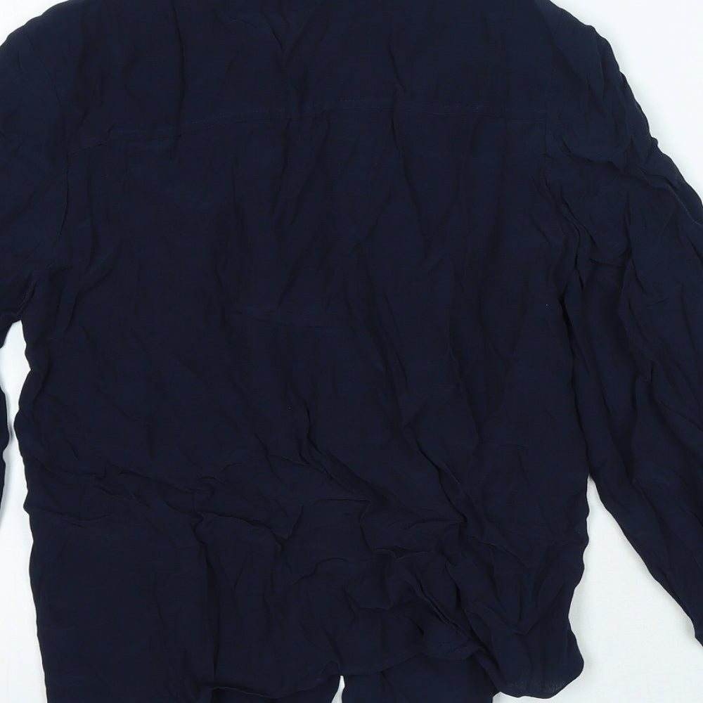 Marks and Spencer Womens Blue Viscose Basic Button-Up Size 6 Collared