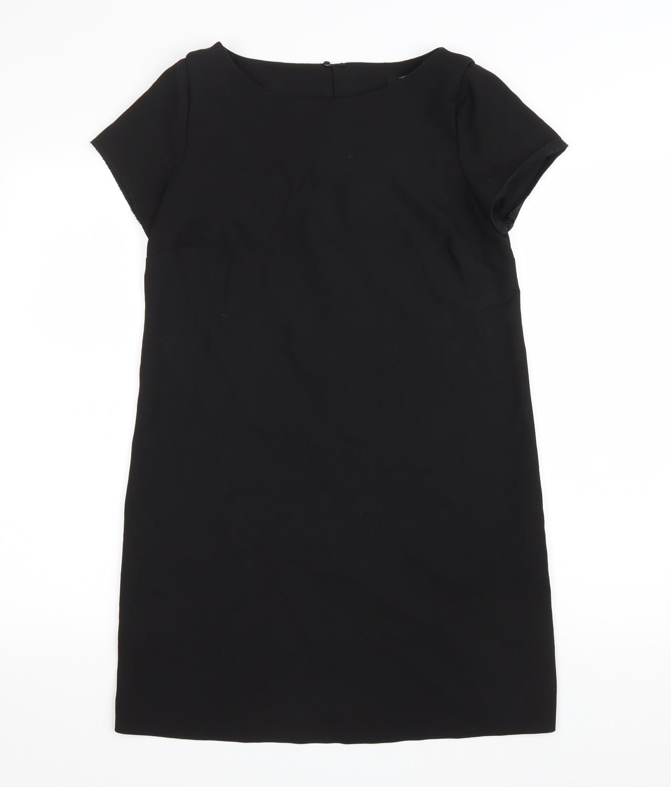 Zara Womens Black Polyester A-Line Size S Boat Neck Button  Preworn