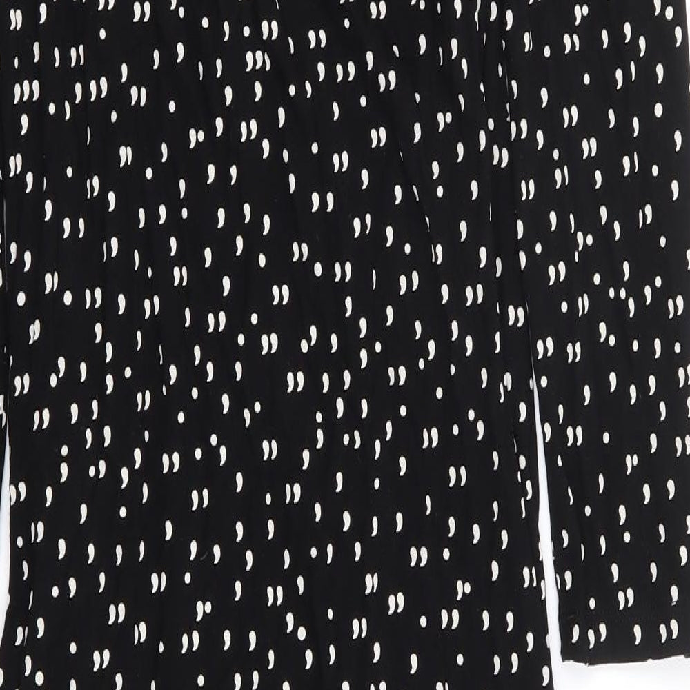 Tu x Gok Wan Womens Black Polka Dot Viscose Wrap Dress Size 14 V-Neck Pullover - Short Length