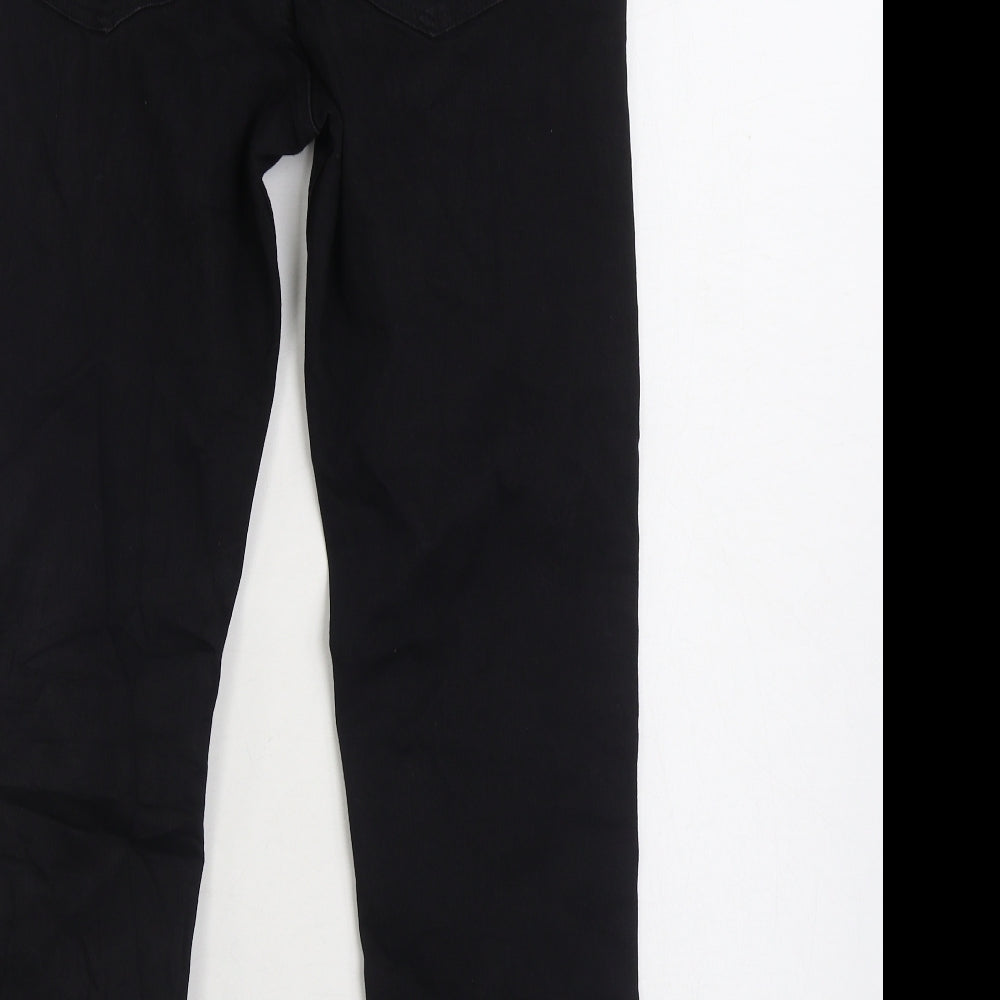 Marks and Spencer Womens Black Cotton Skinny Jeans Size 12 L26 in Regular Zip