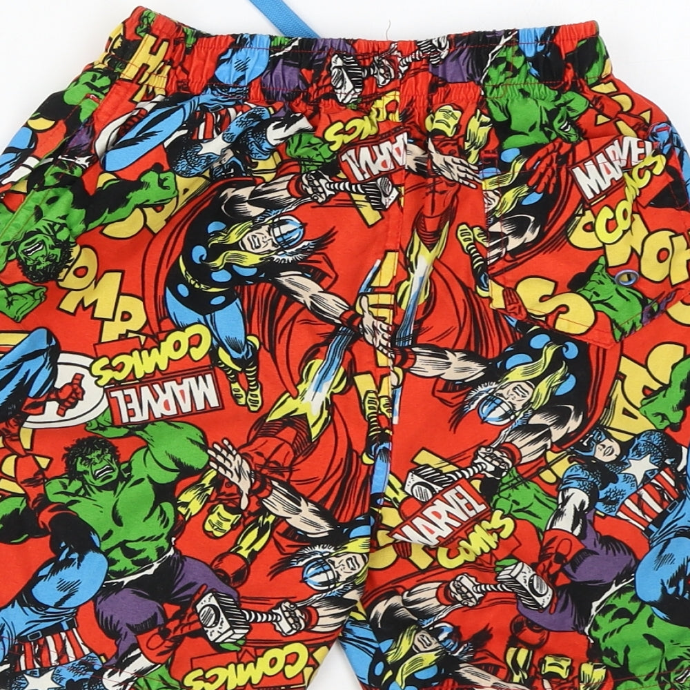 Marvel Boys Multicoloured Geometric Polyester Sweat Shorts Size 8-9 Years Regular Drawstring - Marvel Swim Shorts