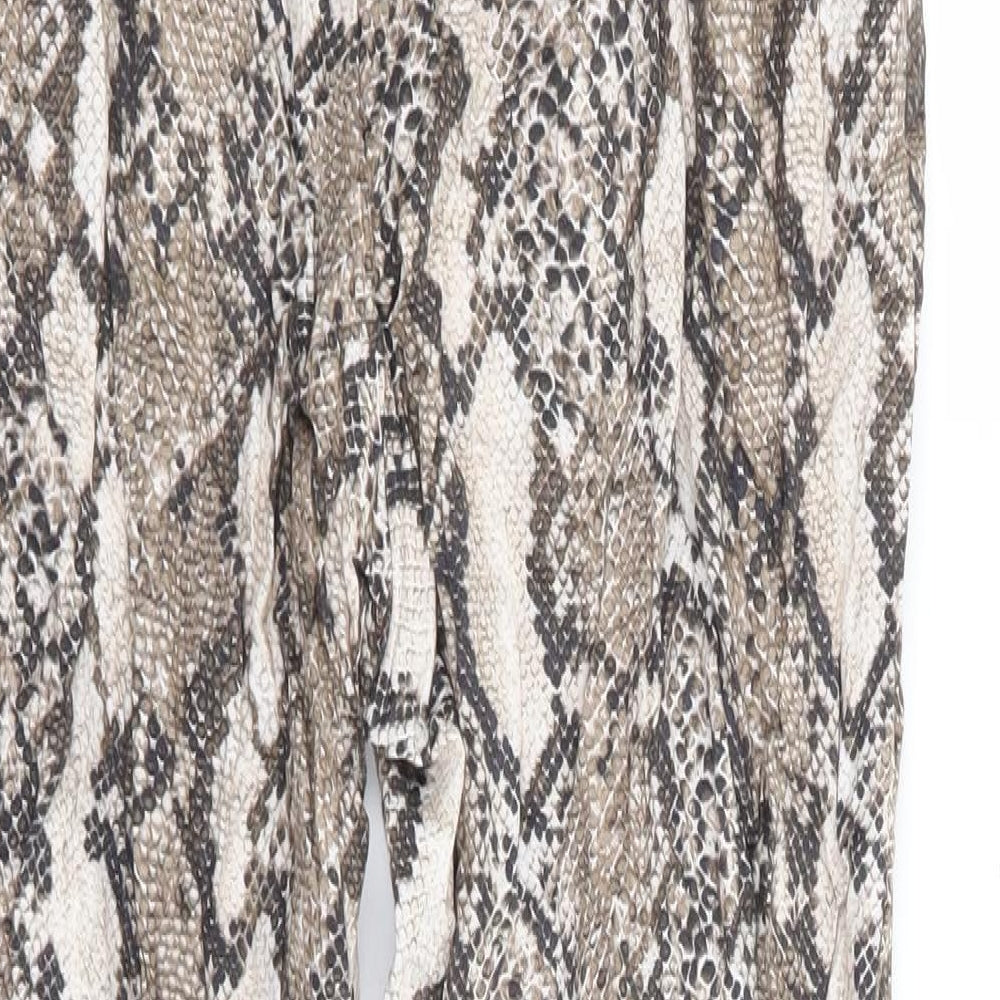 H&M Womens Beige Animal Print Viscose Harem Trousers Size 6 L25 in Regular Drawstring - Snake Skin Print
