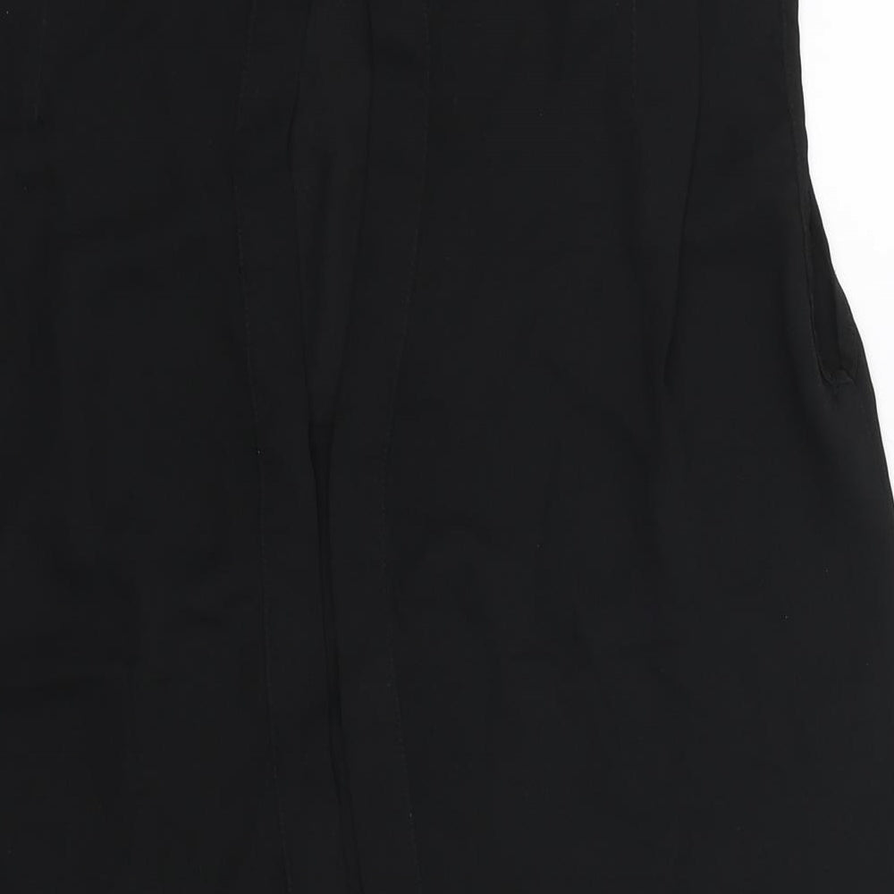 Warehouse Womens Black Polyester Basic Blouse Size 10 Round Neck