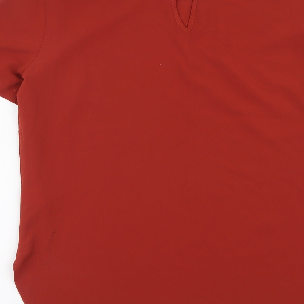 Atmosphere Womens Red Polyester Basic Blouse Size 10 Round Neck