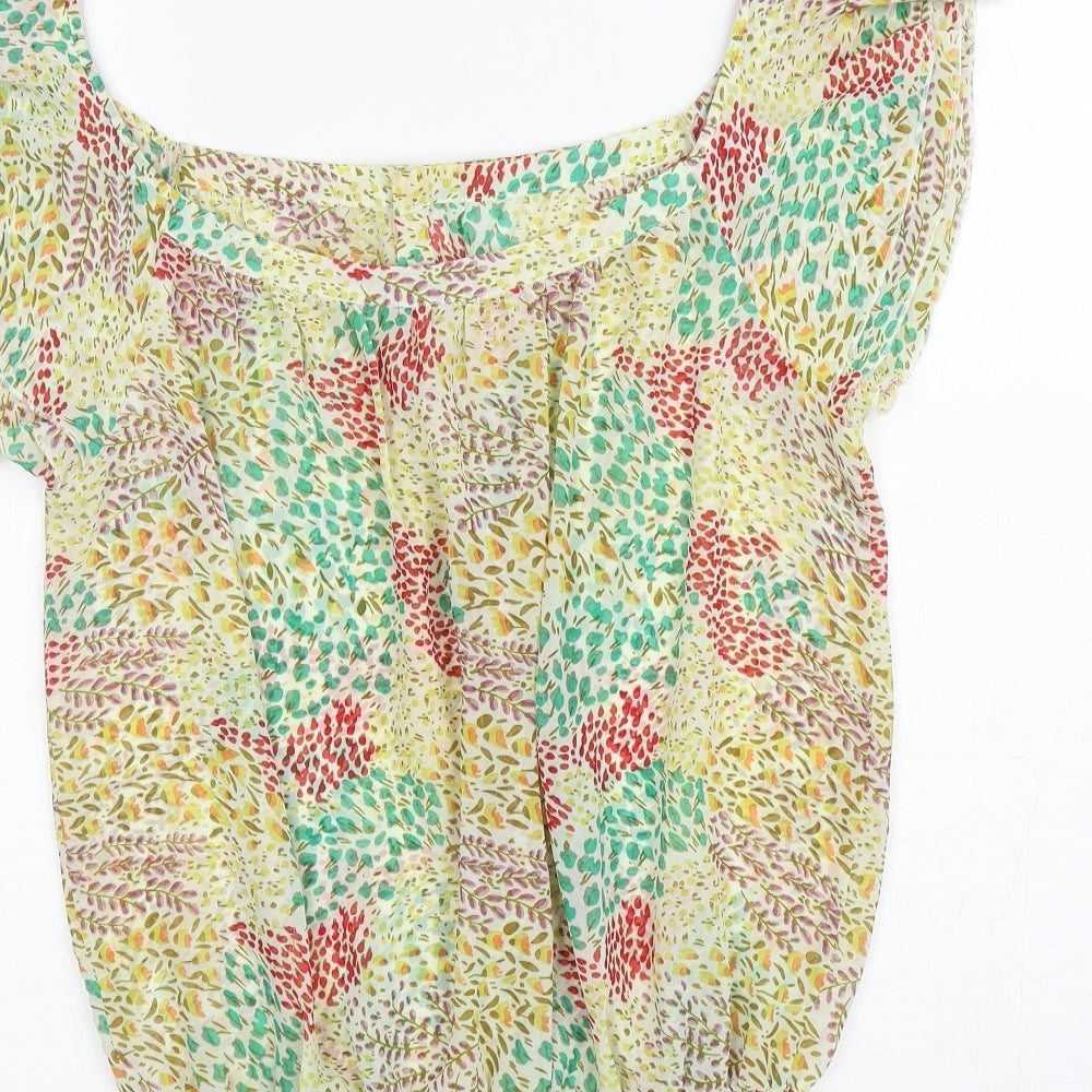 Debenhams Womens Multicoloured Floral Polyester Basic Blouse Size 16 Off the Shoulder - Tie