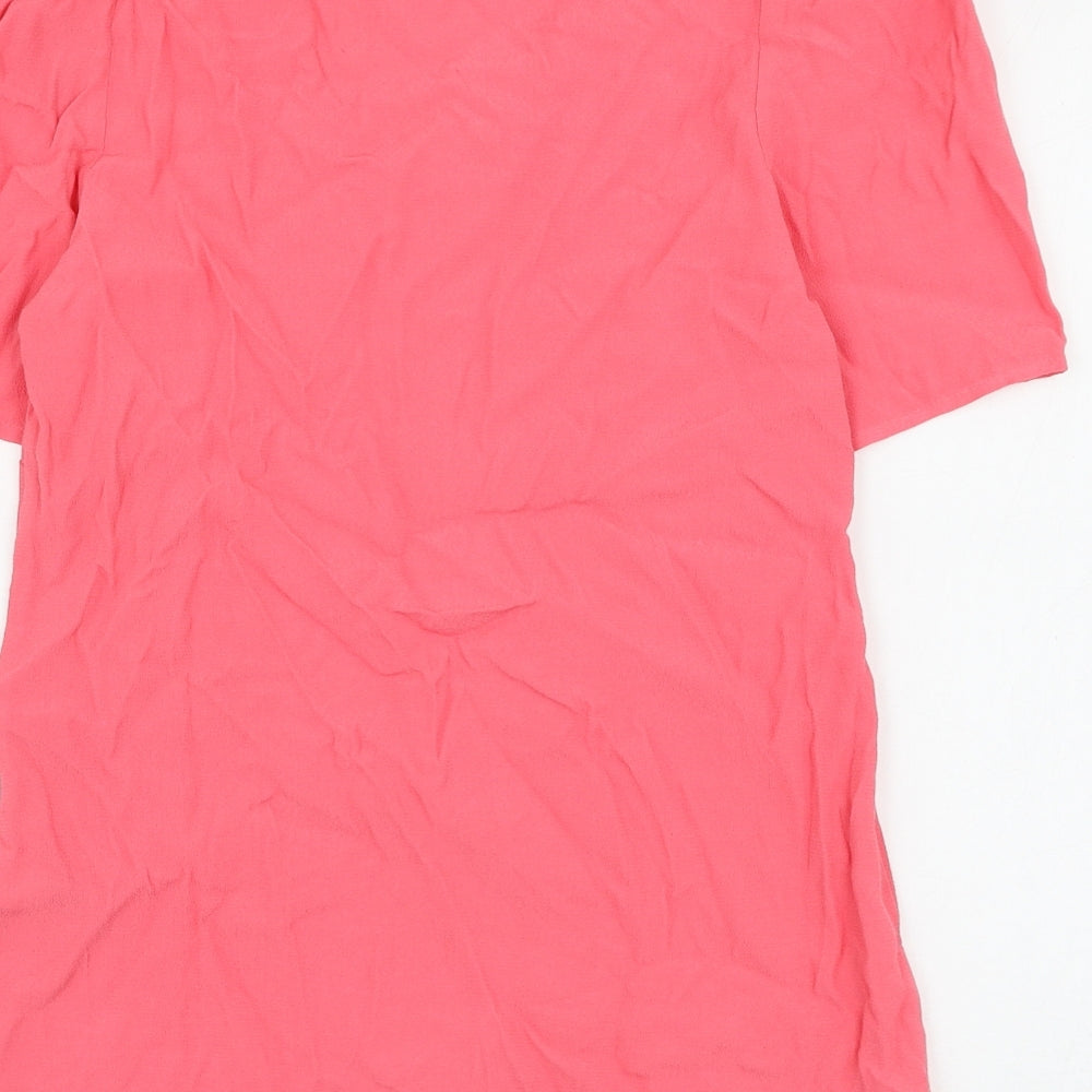 Marks and Spencer Womens Pink Viscose Basic Blouse Size 6 V-Neck