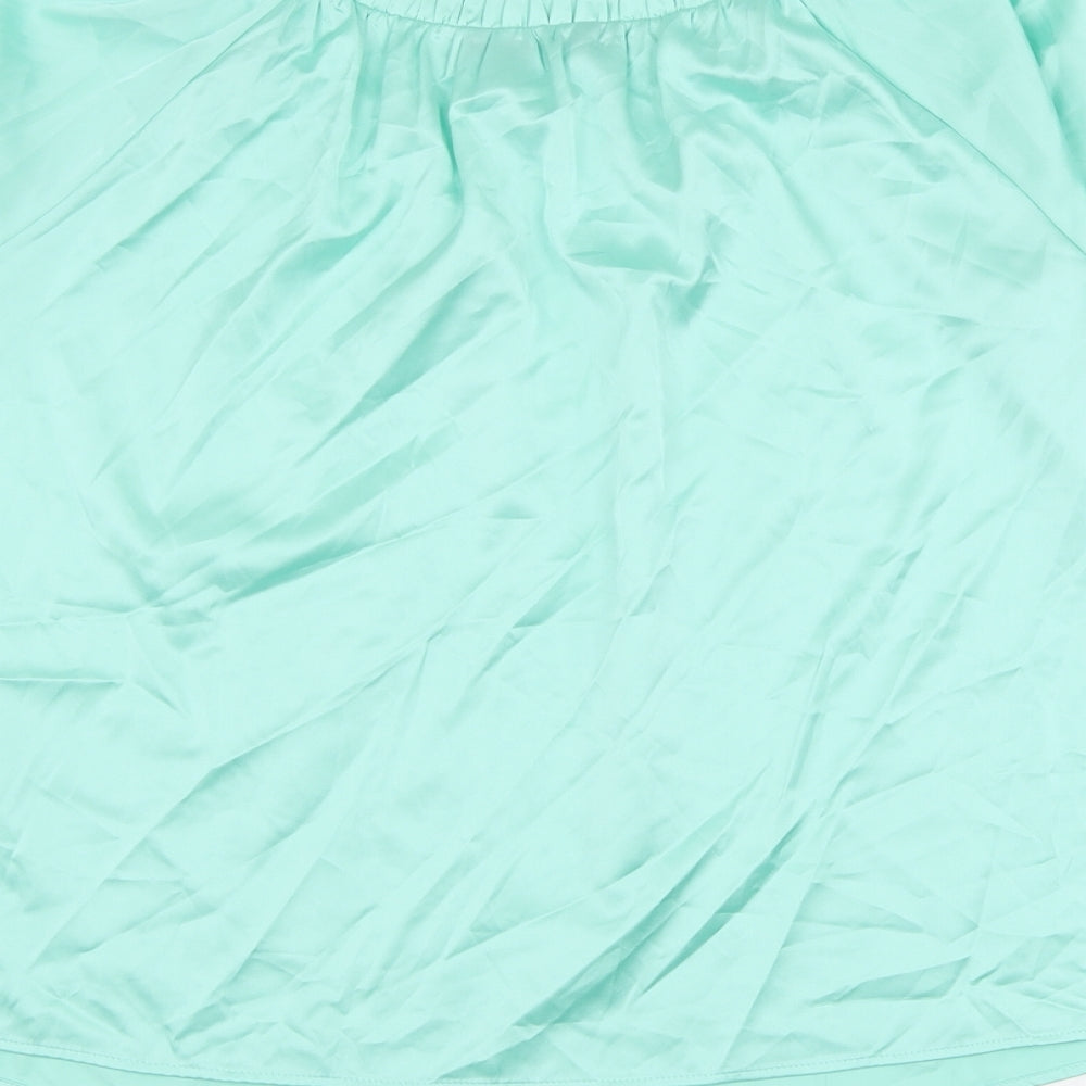 Marks and Spencer Womens Green Polyester Basic Blouse Size 8 Boat Neck