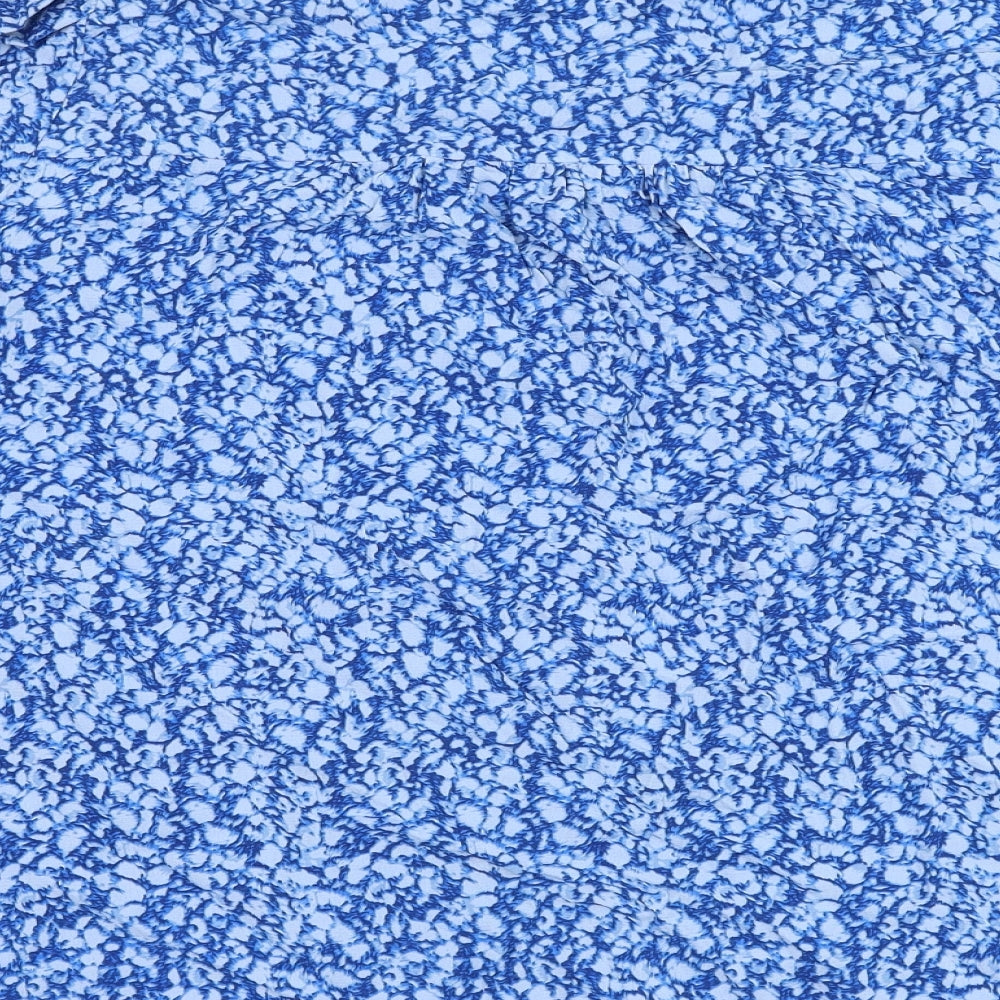 Marks and Spencer Womens Blue Geometric Viscose Basic Blouse Size 18 V-Neck