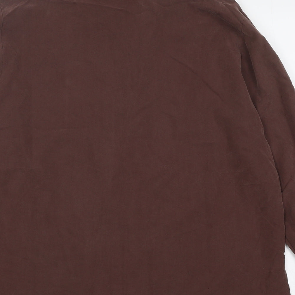 mackays Womens Brown Polyester Basic Button-Up Size 14 Collared