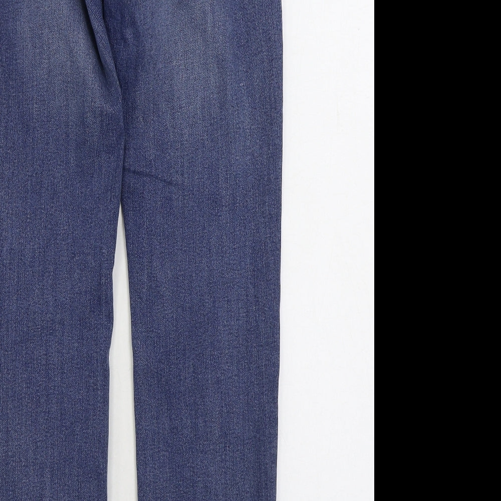 Stock & Hank Mens Blue Cotton Straight Jeans Size 32 in L34 in Slim Zip