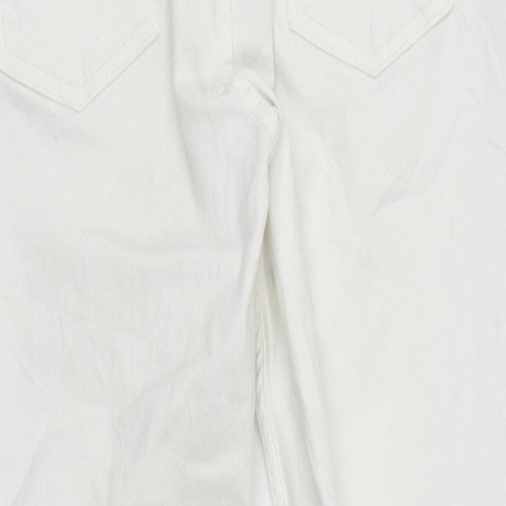 Marks and Spencer Womens White Cotton Skinny Jeans Size 12 L25 in Regular Zip
