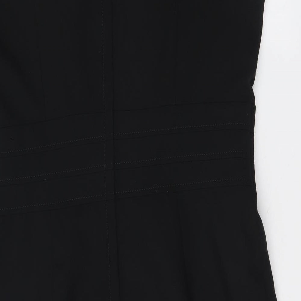 New Look Womens Black Polyester Bodycon Size 16 Round Neck Zip