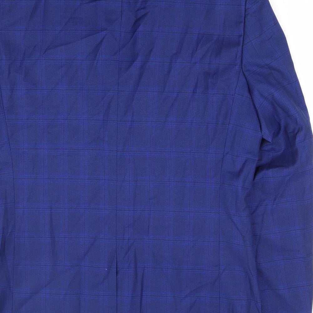 Sawyers & Hendricks Mens Blue Plaid Polyester Jacket Suit Jacket Size 42