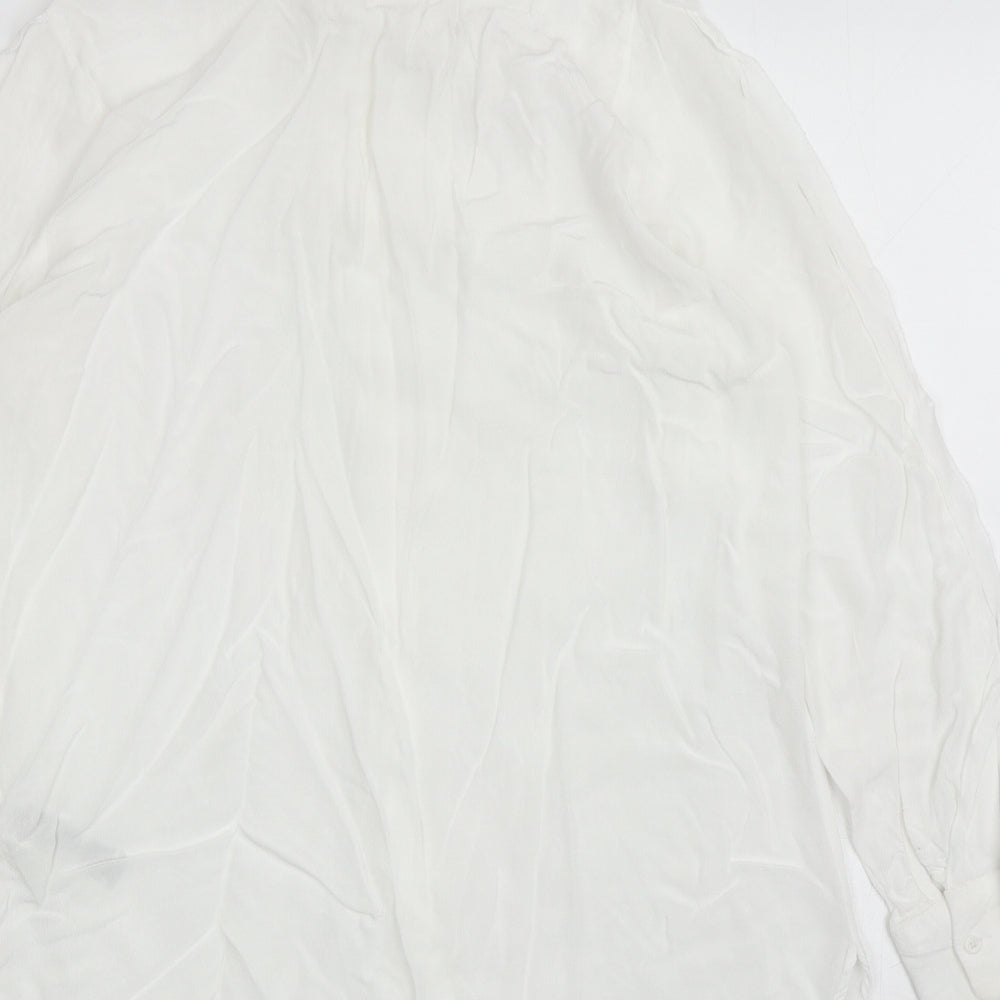 Marks and Spencer Womens White Viscose Basic Button-Up Size 12 Collared