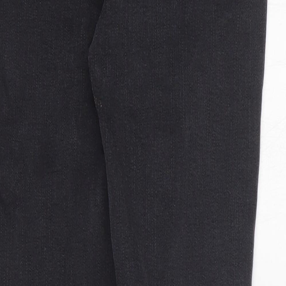 Marks and Spencer Womens Grey Striped Cotton Skinny Jeans Size 8 L25 in Regular Zip
