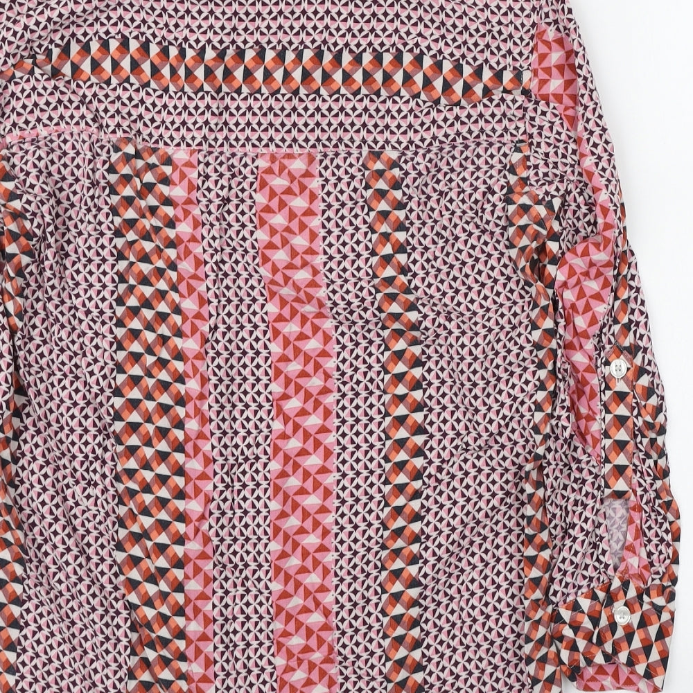 NEXT Womens Multicoloured Geometric Viscose Basic Button-Up Size 14 Collared